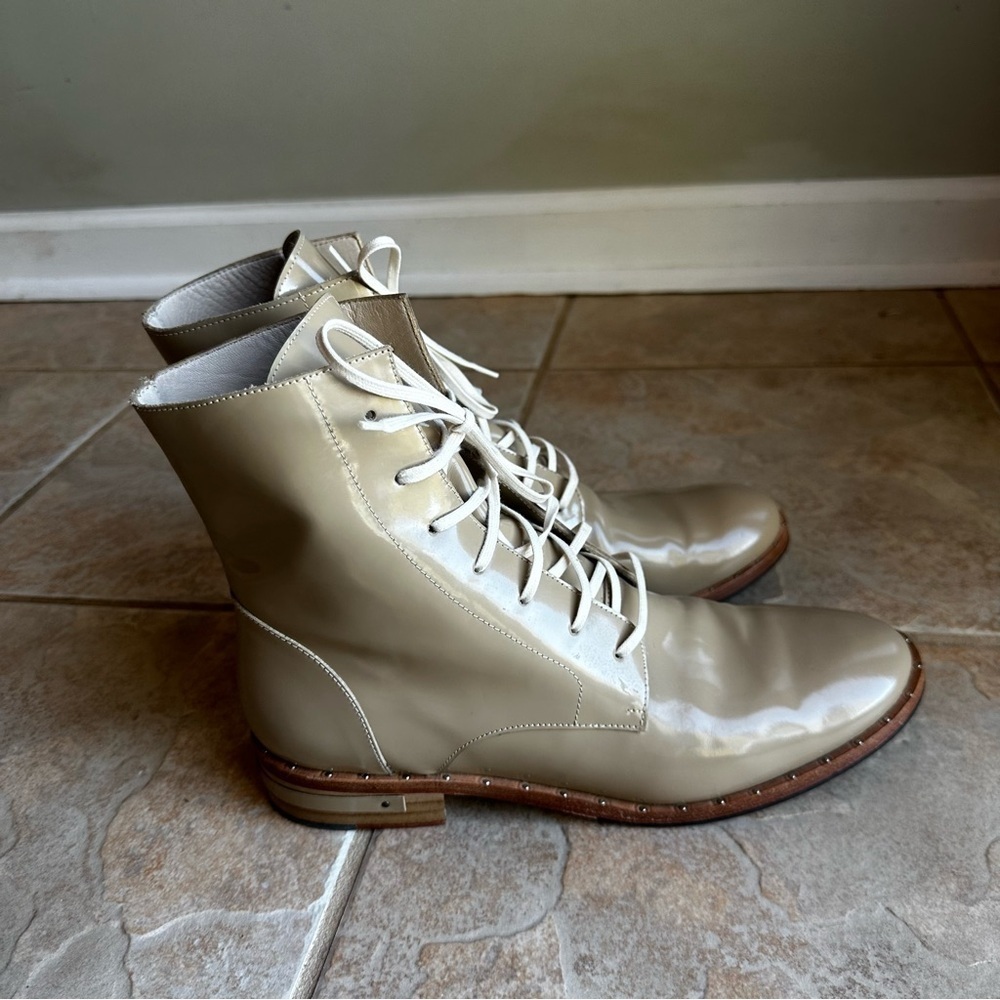 Freda Salvador Alanis Boots Tan Patent Leather Anthropologie​​​​​